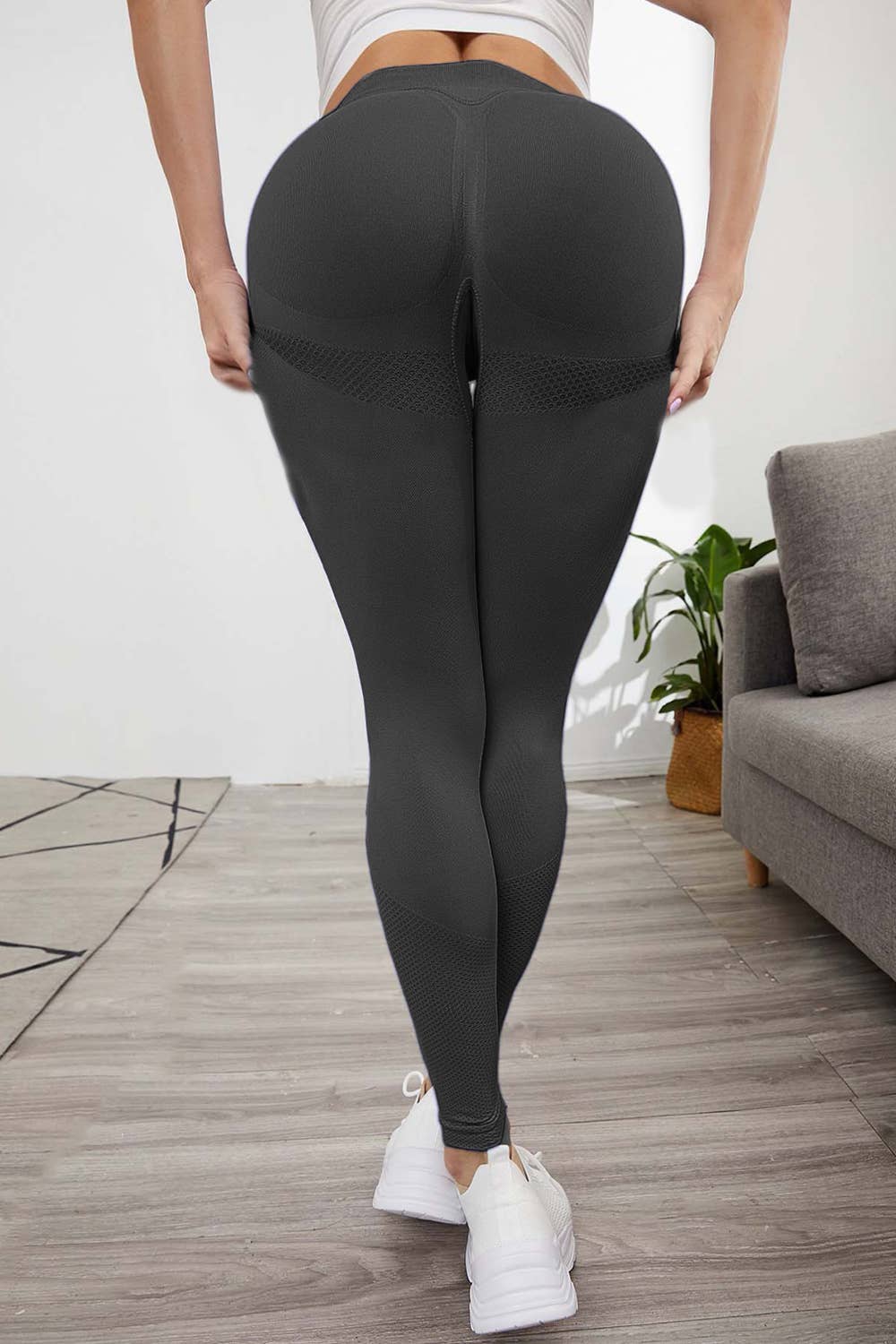 Solid color seamless full length butt lift yoga legging