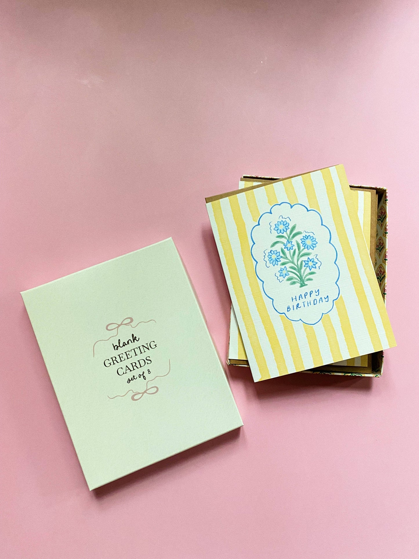 Set of 8 Striped Greeting Cards