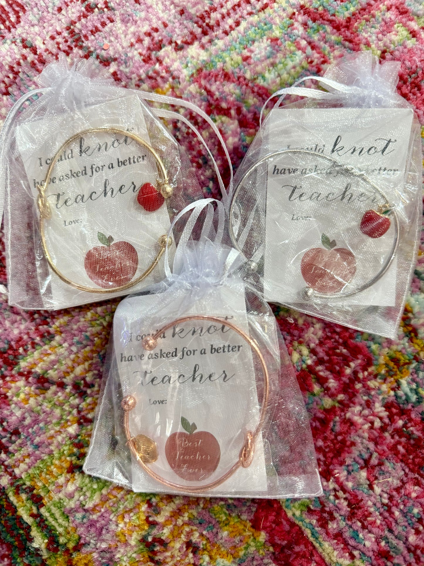 Teacher Appreciation Knot Bracelet & Stationery Tag Gift