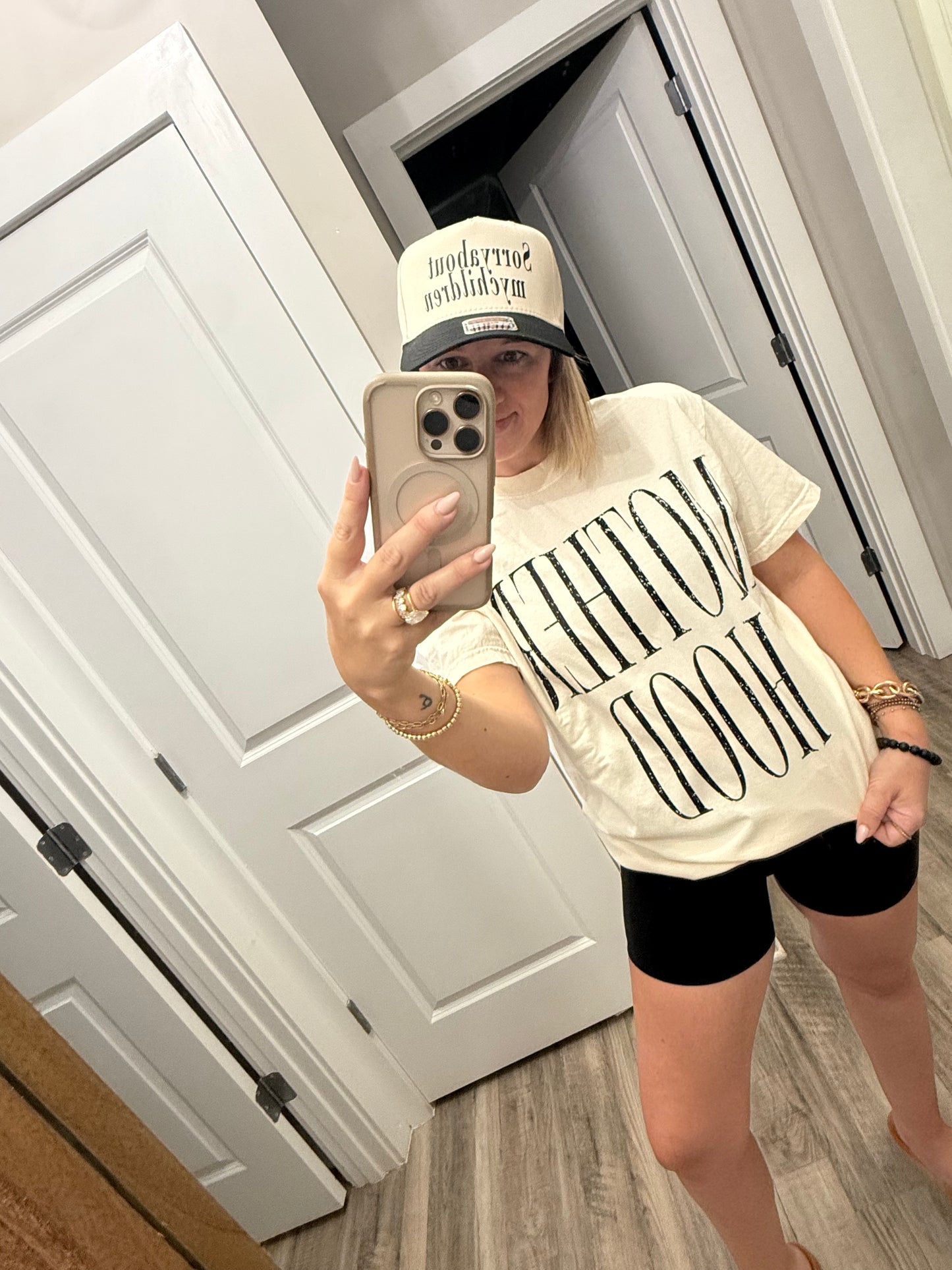 Distressed Motherhood T Shirt In Ivory