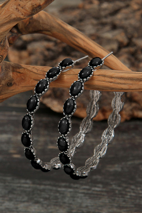 Black and Silver Gypsy Hoops