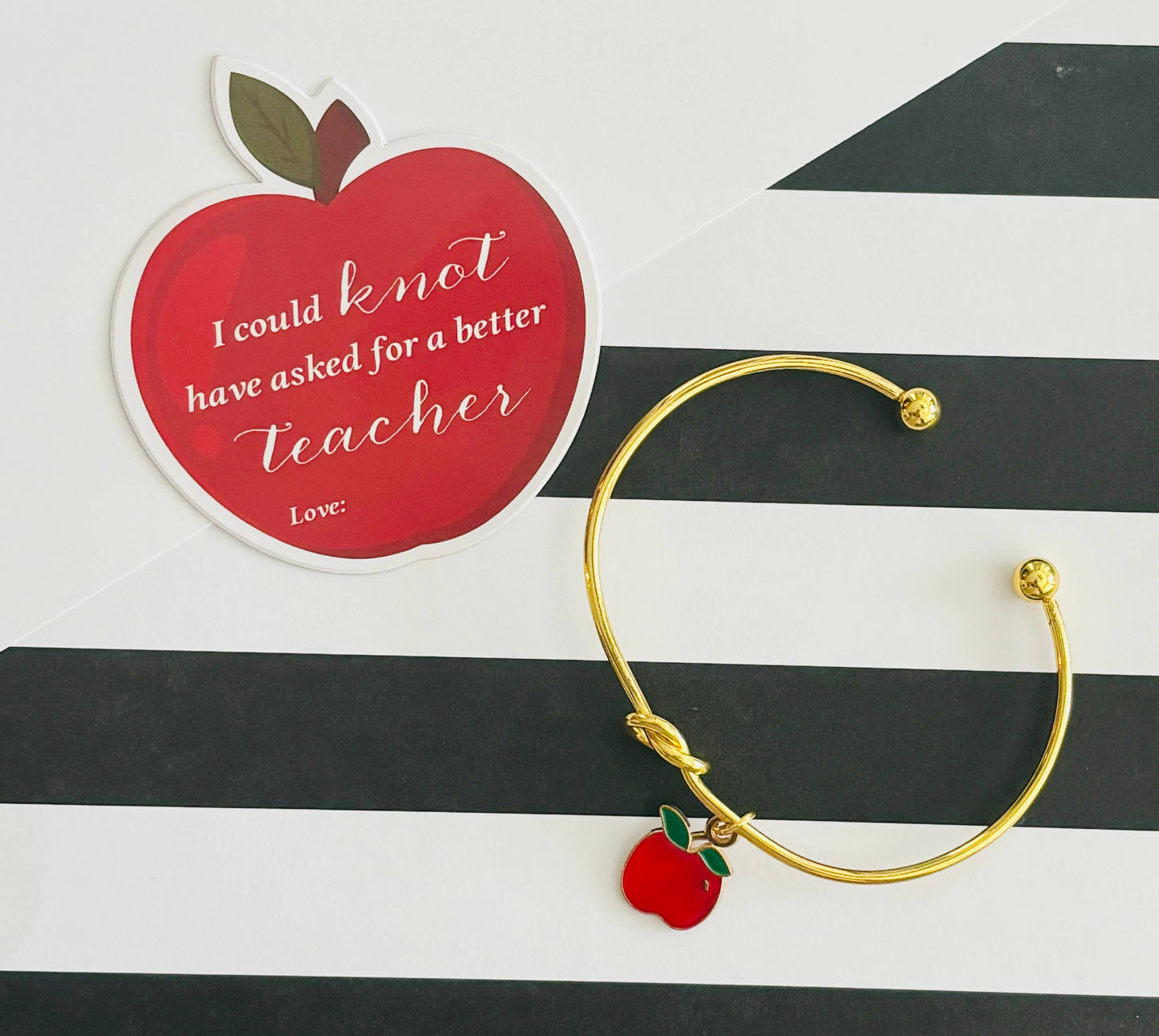 Teacher Appreciation Knot Bracelet & Stationery Tag Gift