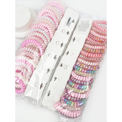 4-pack Pink Multi Spiral Hair Ties