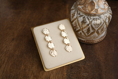 Golden Muse – Four Disc Cascade Earrings