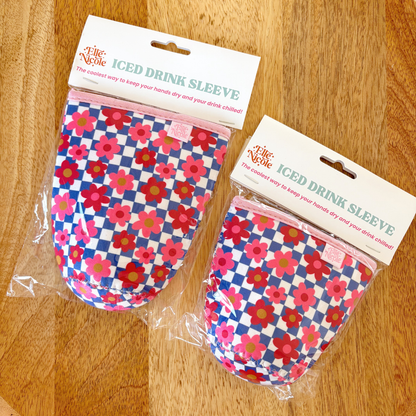 Coffee Cup Cover - Retro Bold Check - Iced Drink Sleeve