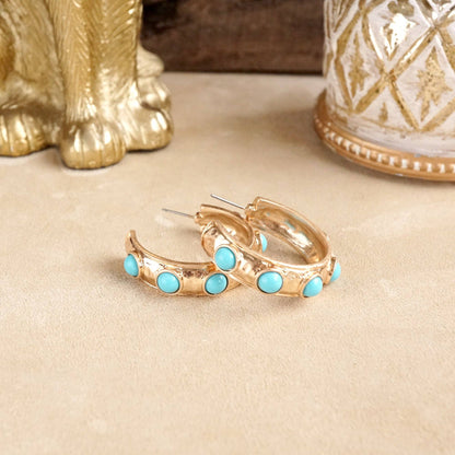 Jeweled Bubble Hoop Earrings – Colorful Acrylic Cabochons