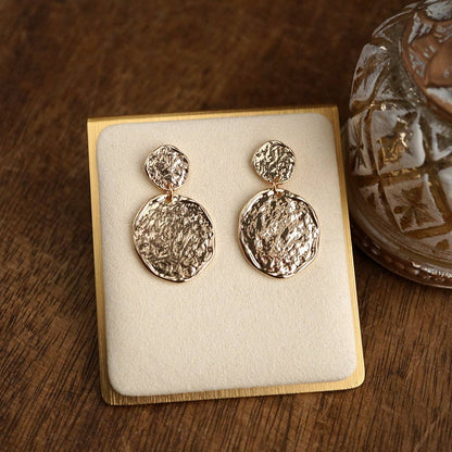 Golden Muse – Two Disc Textured Earrings