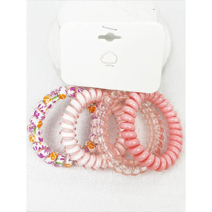 4-pack Pink Multi Spiral Hair Ties