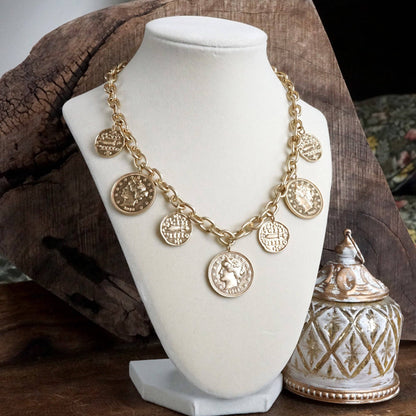 Boho Coin Charms Statement Necklace