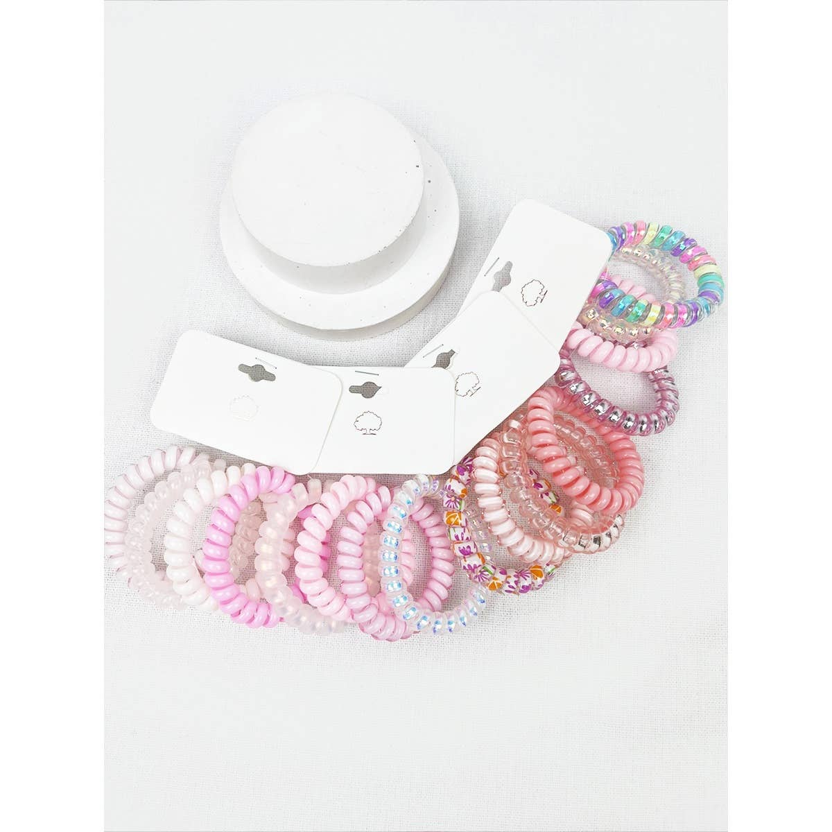 4-pack Pink Multi Spiral Hair Ties