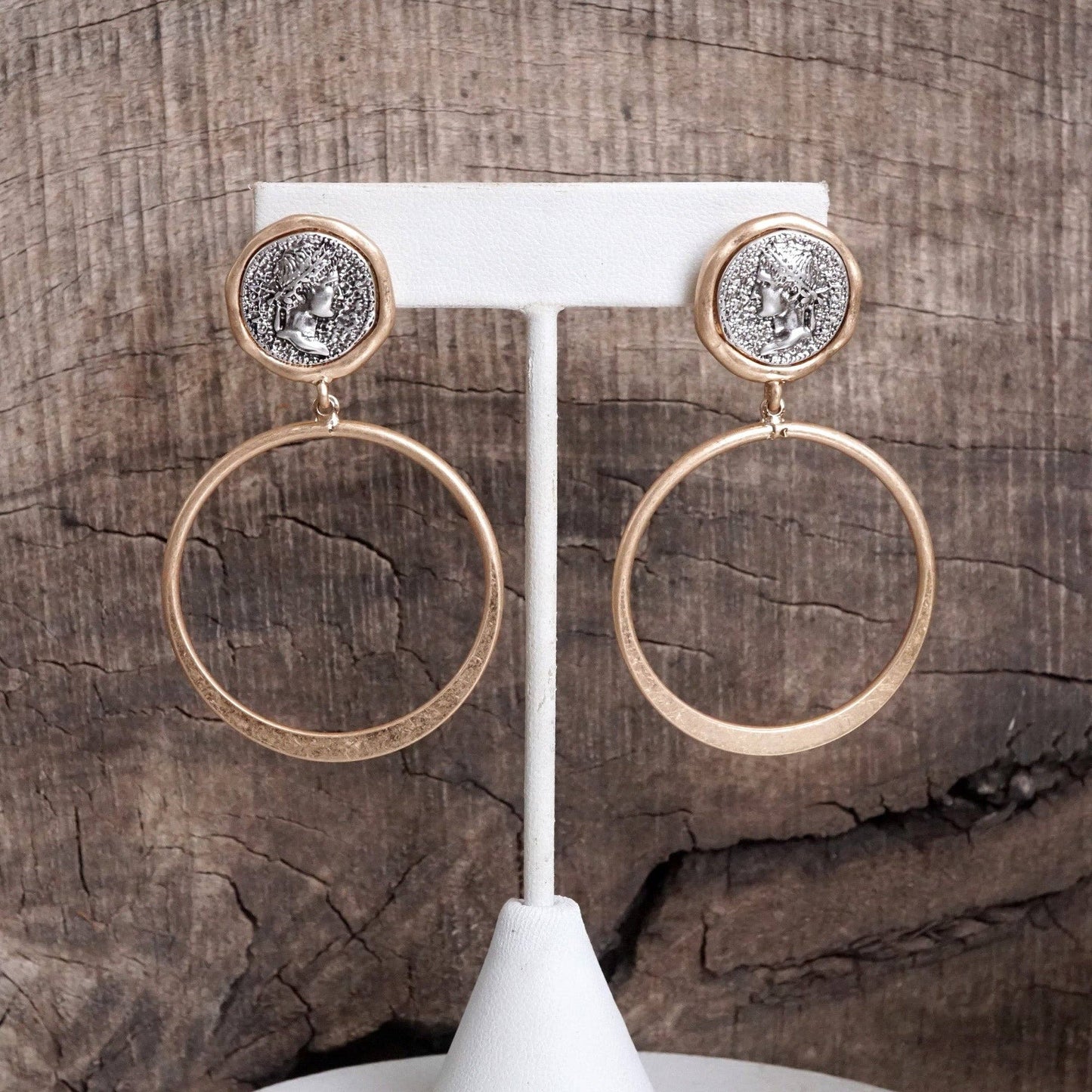 Boho Coin and Hoop Earrings – Silver & Gold Tone