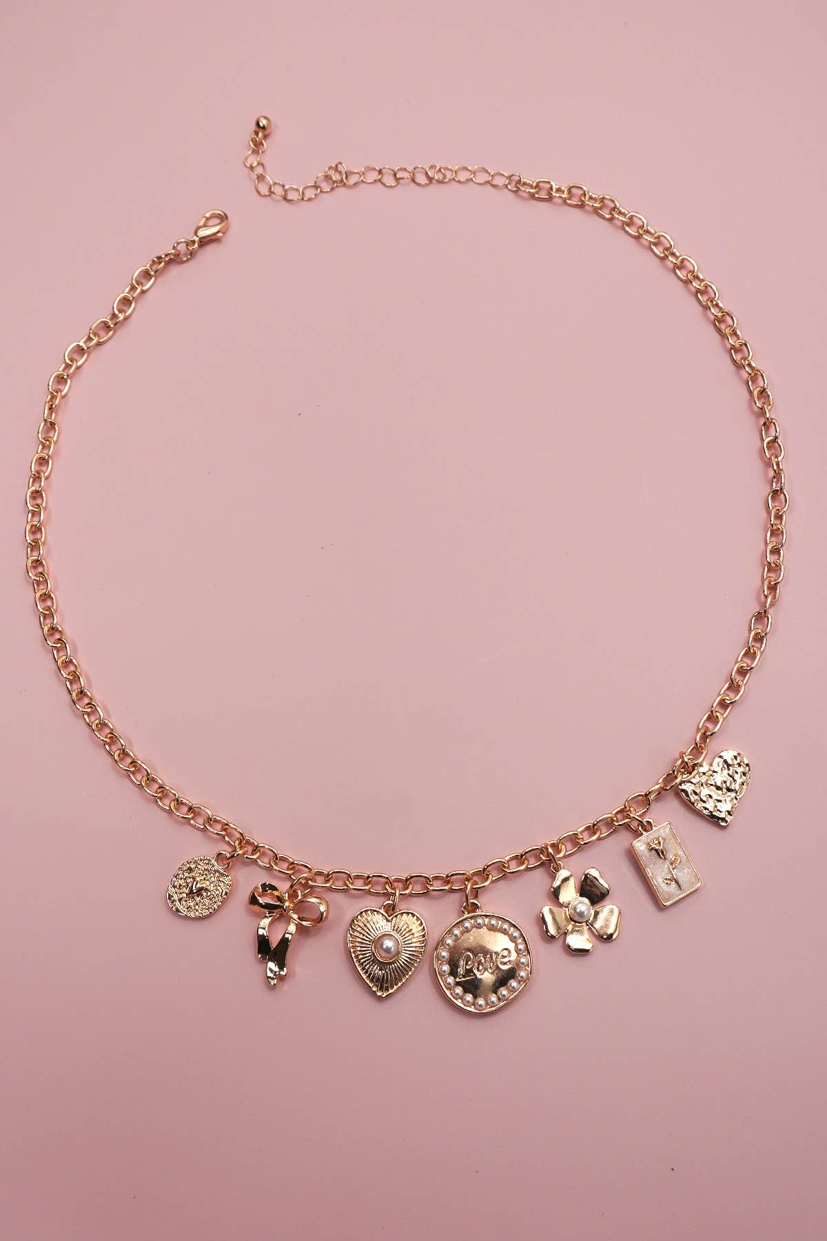 CHARM NECKLACE-BOW LOVE FLOWER HEART