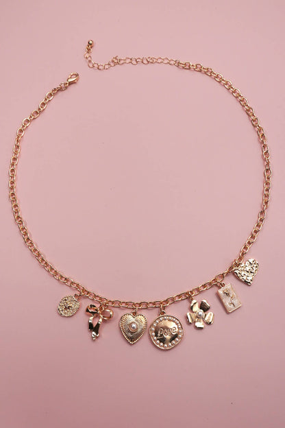 CHARM NECKLACE-BOW LOVE FLOWER HEART