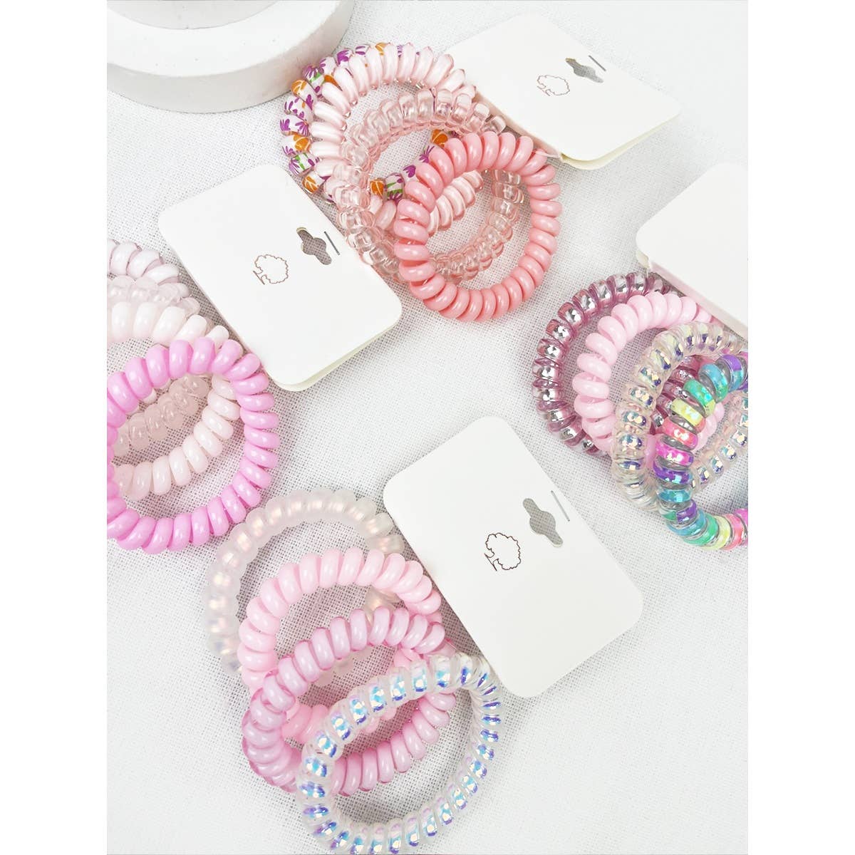 4-pack Pink Multi Spiral Hair Ties