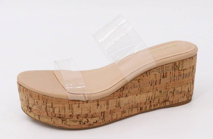 LUNA | Clear Strap Cork Wedge