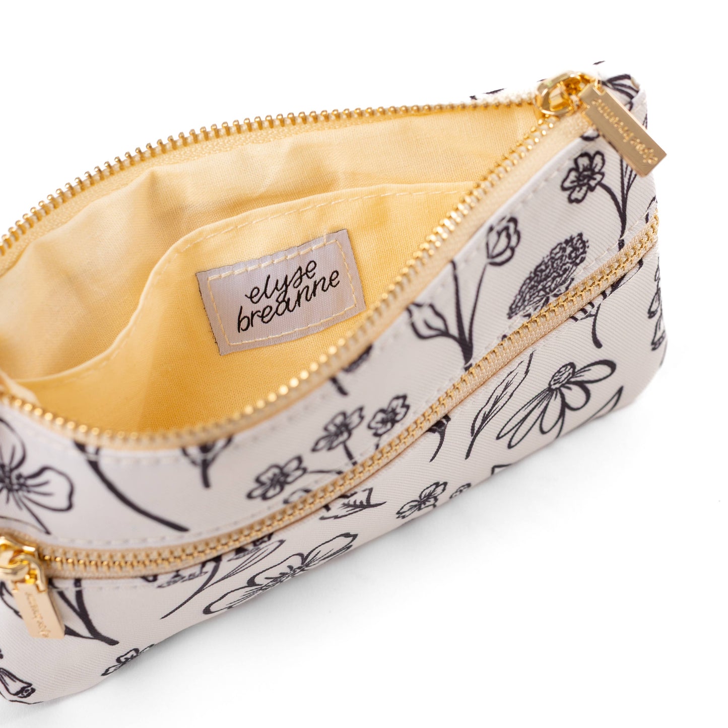 Ivory Pressed Floral Pouch