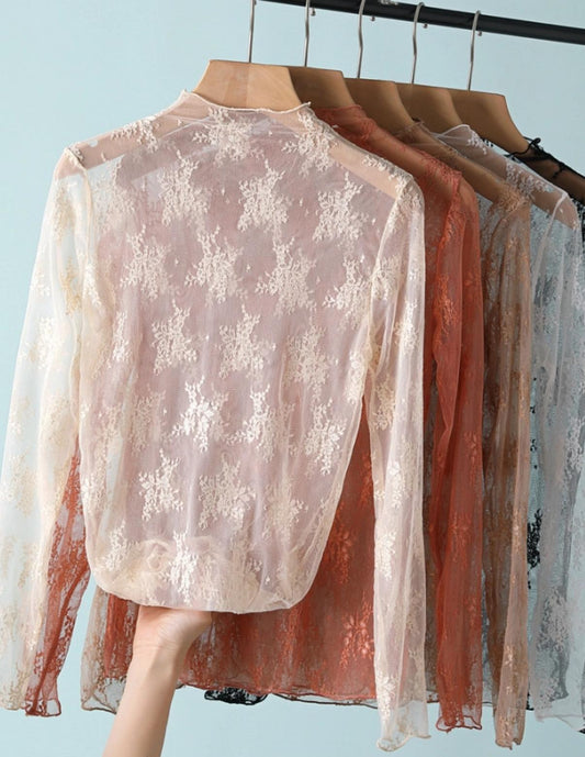 Sheer Lace Long Sleeve Top