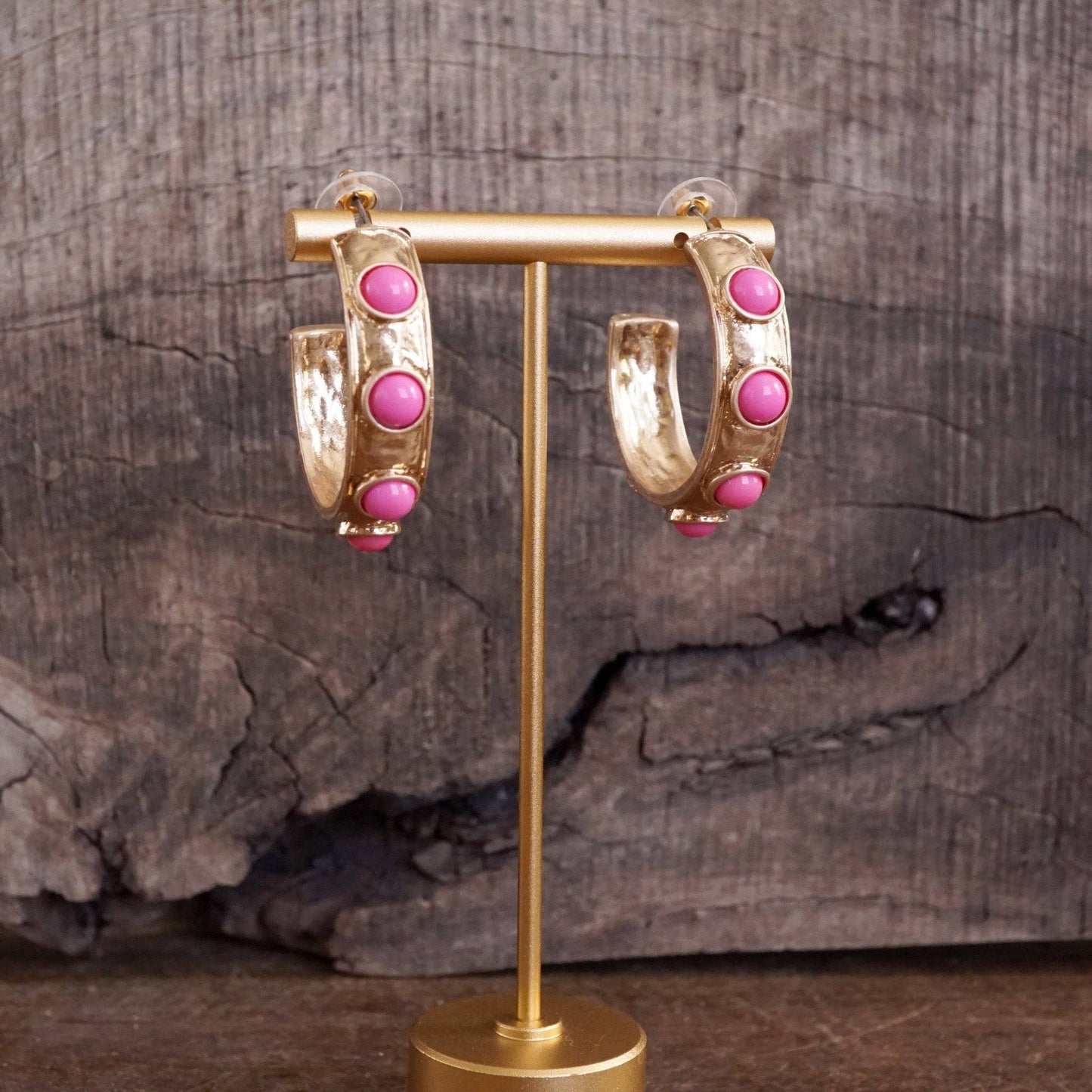 Jeweled Bubble Hoop Earrings – Colorful Acrylic Cabochons