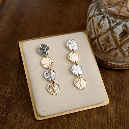 Golden Muse – Four Disc Cascade Earrings