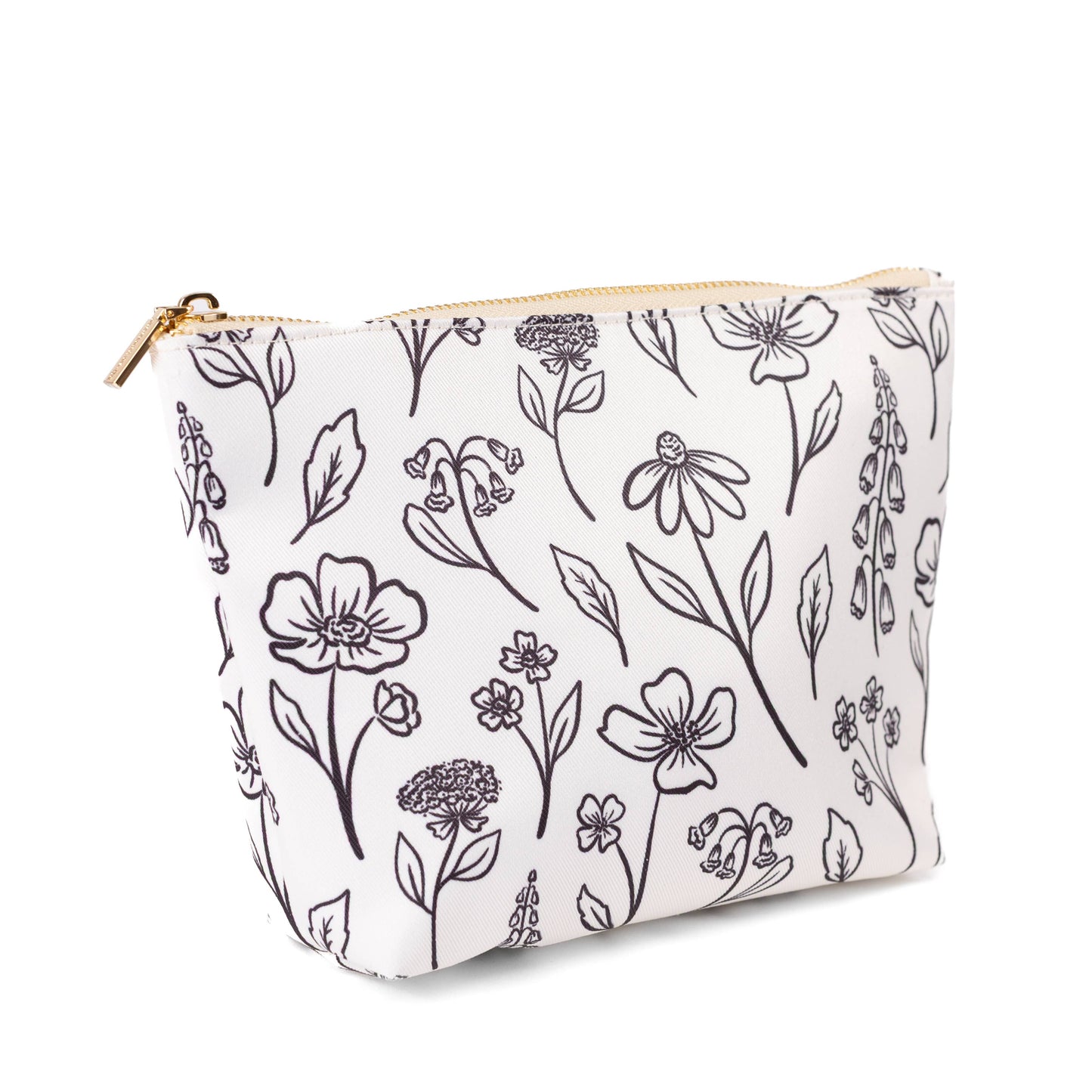 Ivory Pressed Floral Carry-All Pouch