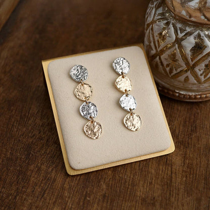 Golden Muse – Four Disc Cascade Earrings