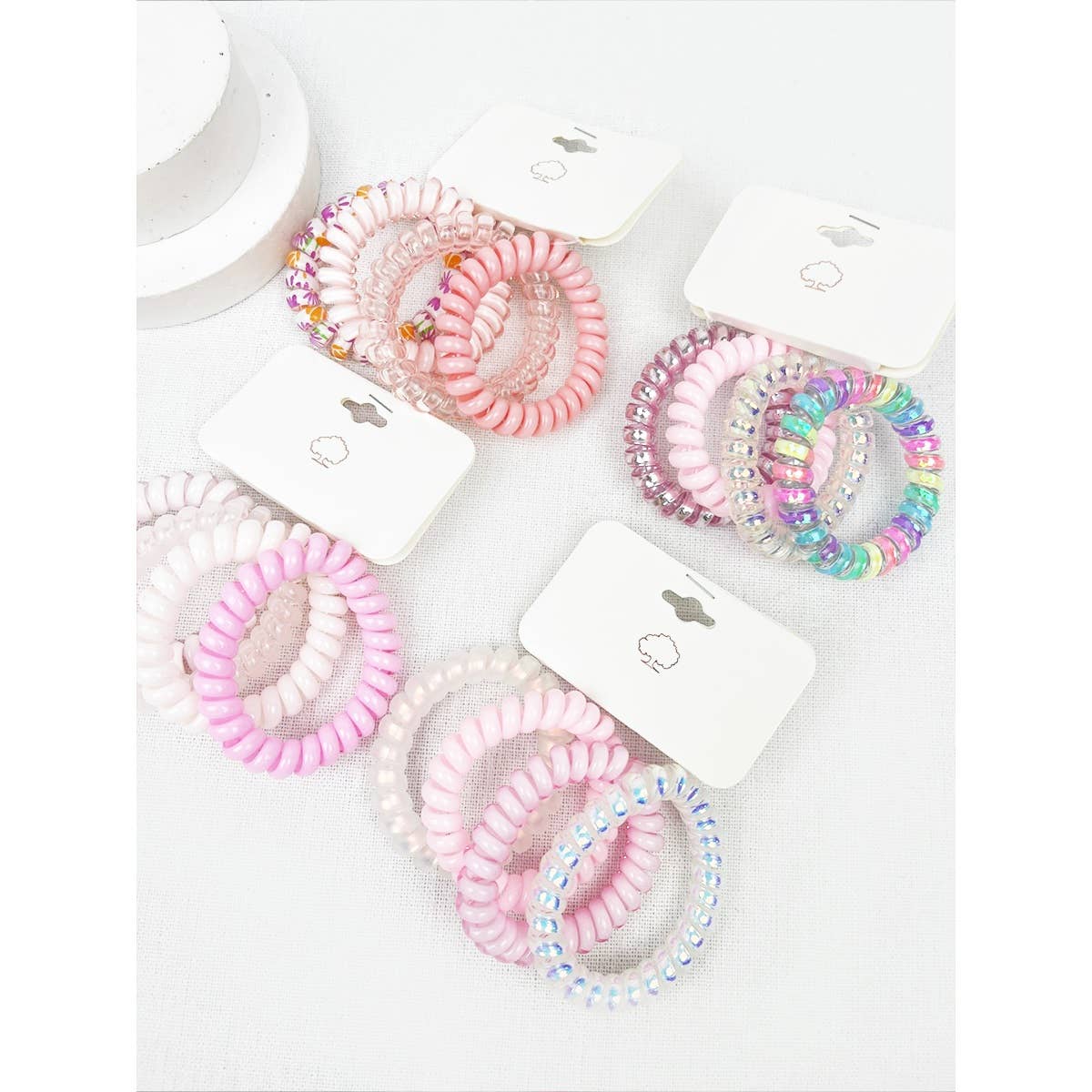 4-pack Pink Multi Spiral Hair Ties