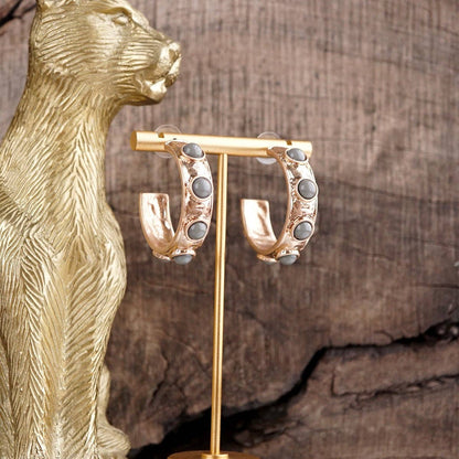 Jeweled Bubble Hoop Earrings – Colorful Acrylic Cabochons