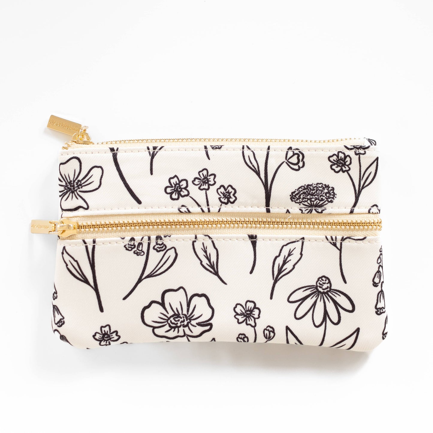 Ivory Pressed Floral Pouch