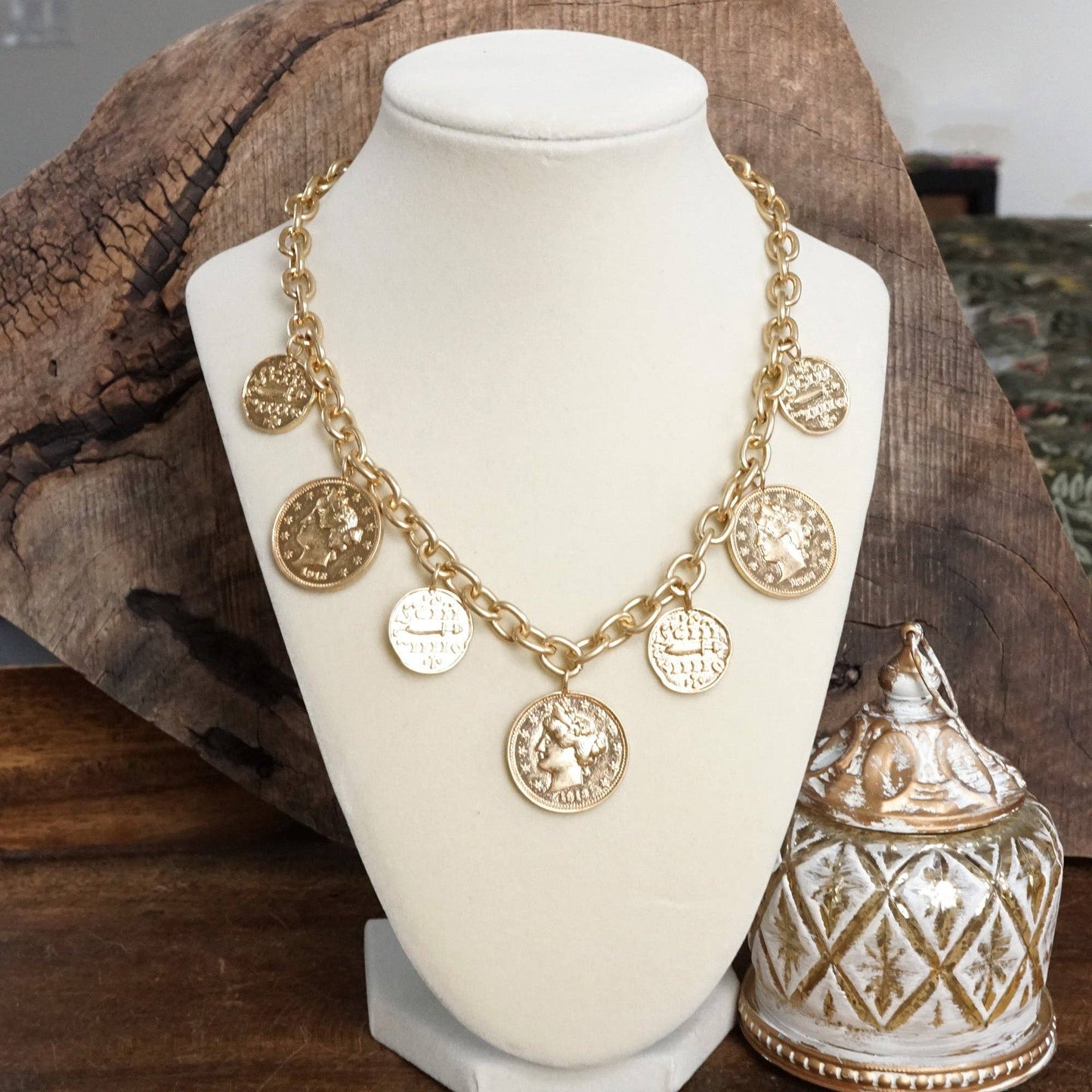 Boho Coin Charms Statement Necklace