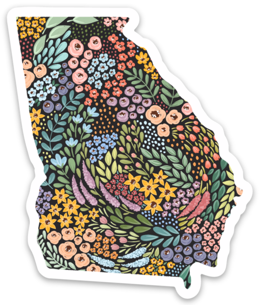 Georgia State Floral Sticker 3x2in.