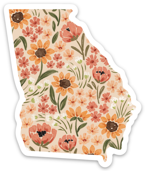 Georgia State Floral Sticker 3x2in.