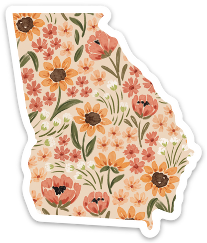 Georgia State Floral Sticker 3x2in.