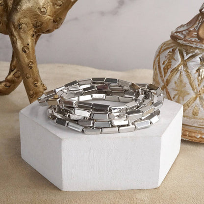 Light Gleam – Set of 5 Reflective Block Bead Bracelets