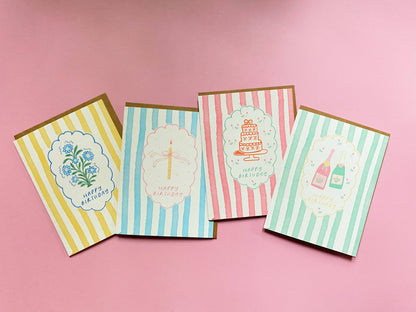 Set of 8 Striped Greeting Cards