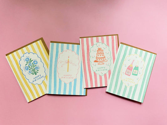 Set of 8 Striped Greeting Cards