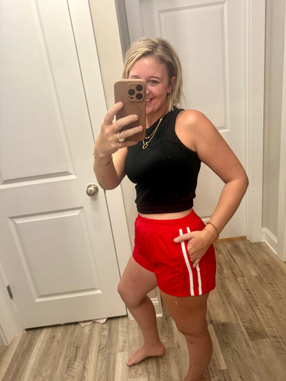 LACE TRIM GAME DAY SHORTS