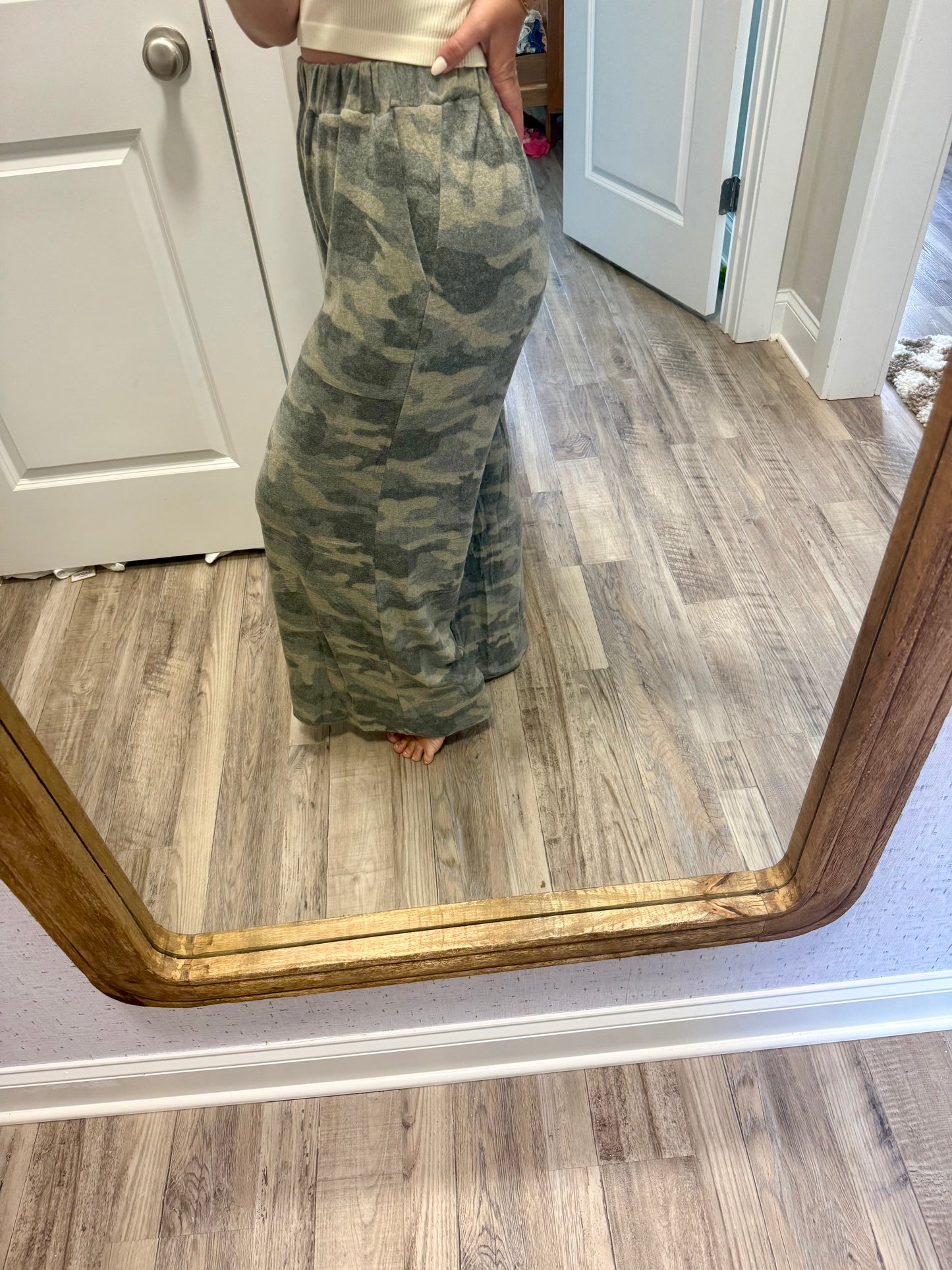 Camo wide leg pants