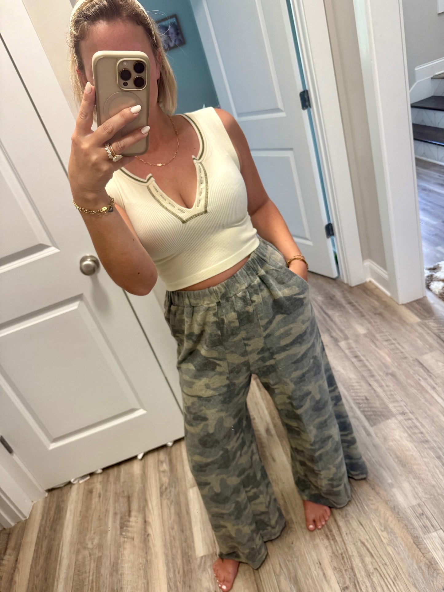 Camo wide leg pants