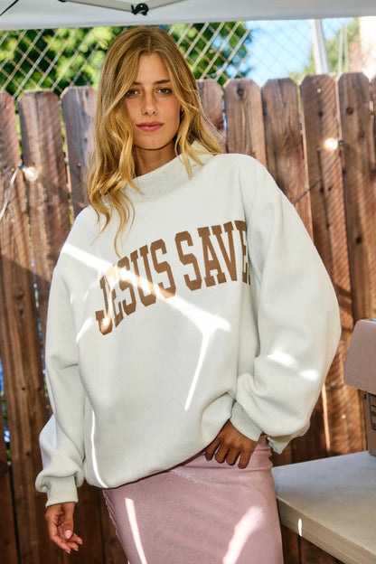 Reversible! Jesus Saves > cross mockneck sweatshirt