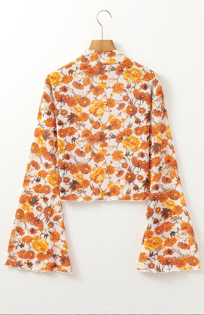 Burnt Blossom Mesh Top🍊🍂
