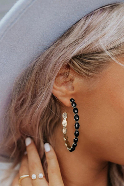 Black and Silver Gypsy Hoops