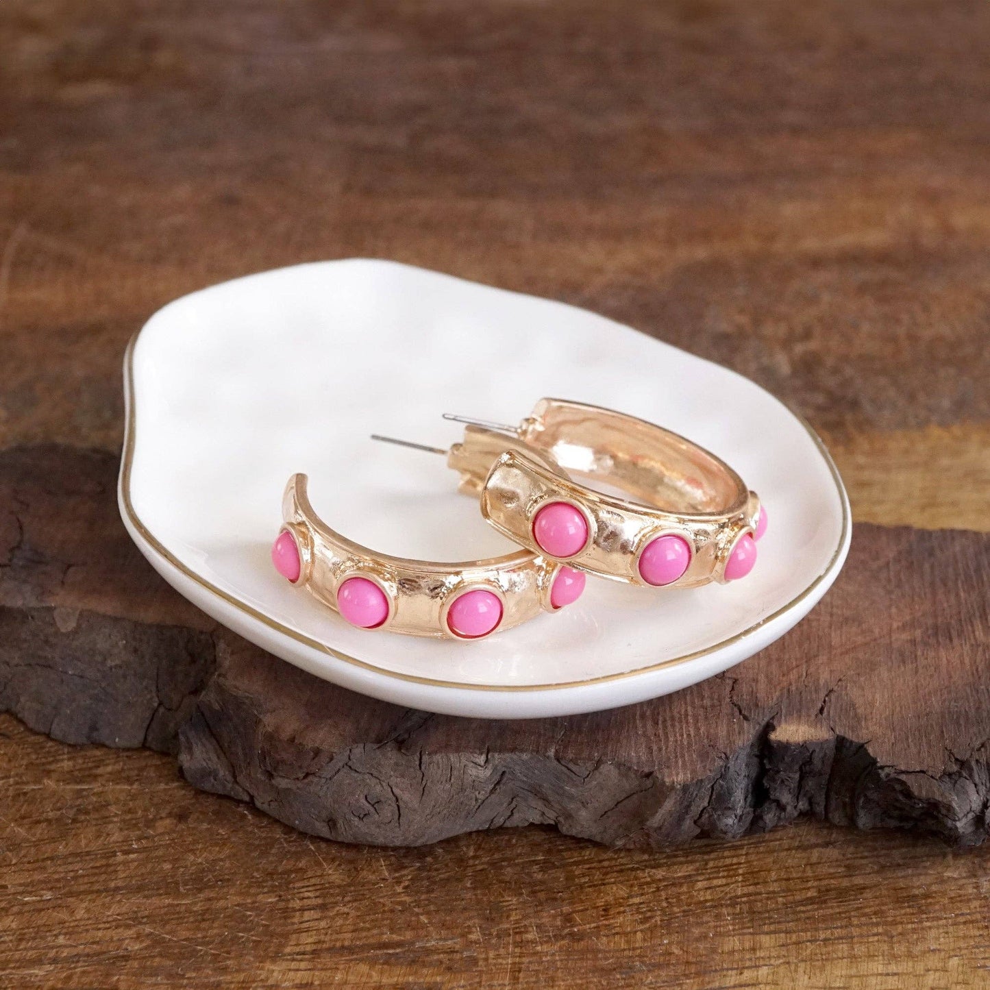 Jeweled Bubble Hoop Earrings – Colorful Acrylic Cabochons