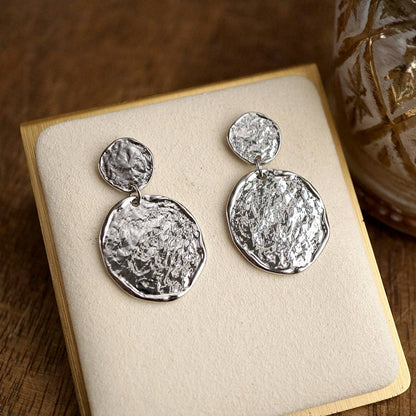 Golden Muse – Two Disc Textured Earrings