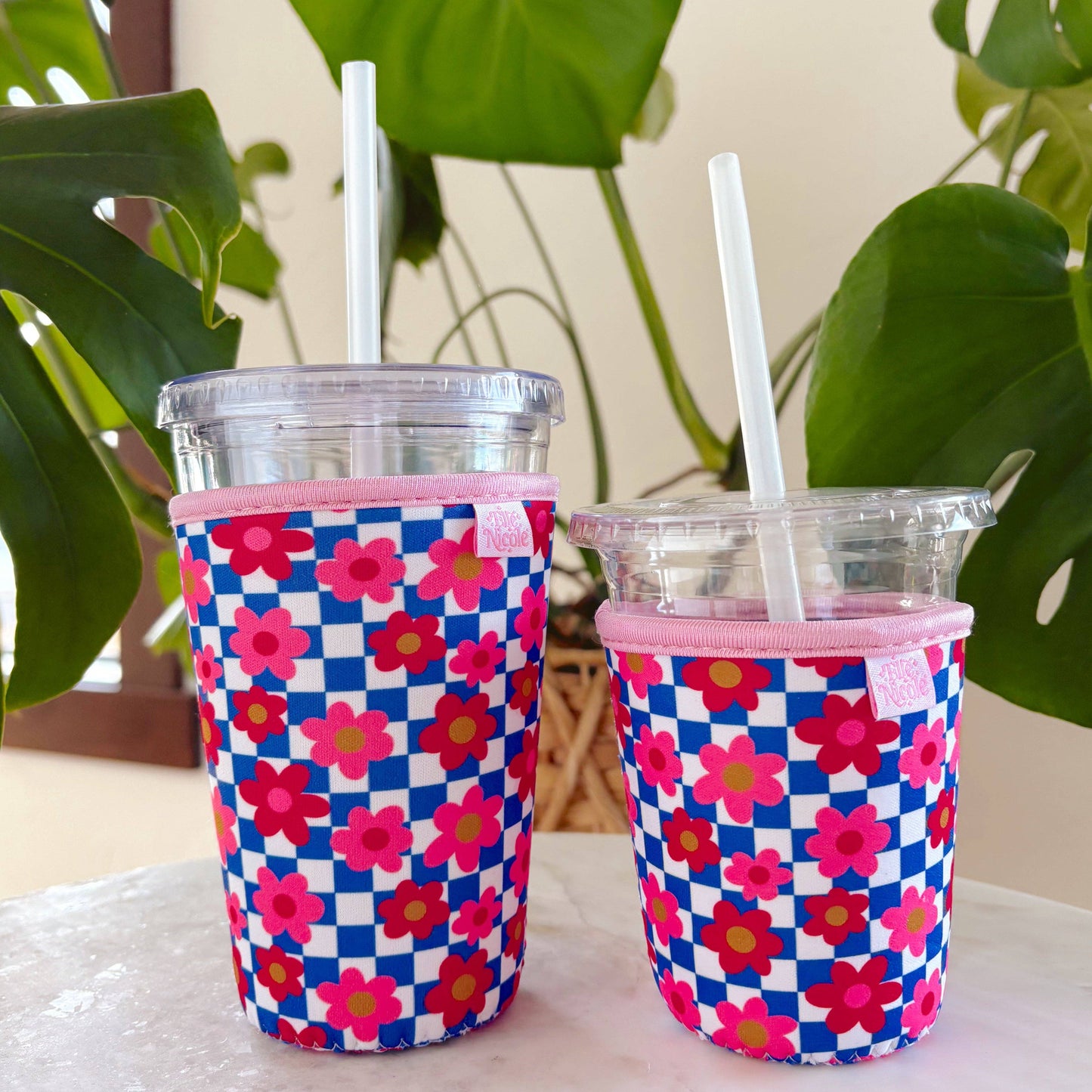 Coffee Cup Cover - Retro Bold Check - Iced Drink Sleeve