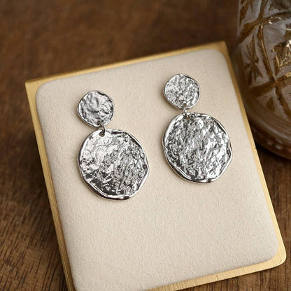 Golden Muse – Two Disc Textured Earrings