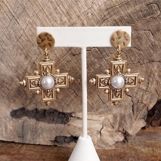 Cross Drop Earrings