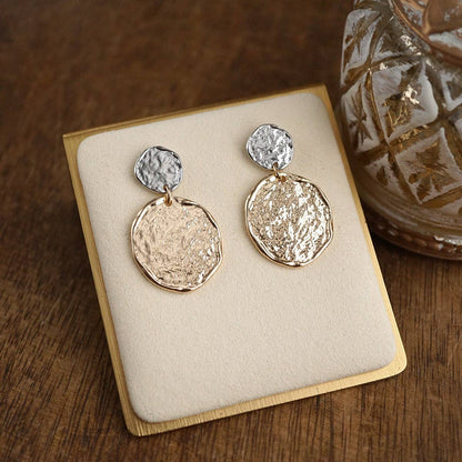 Golden Muse – Two Disc Textured Earrings