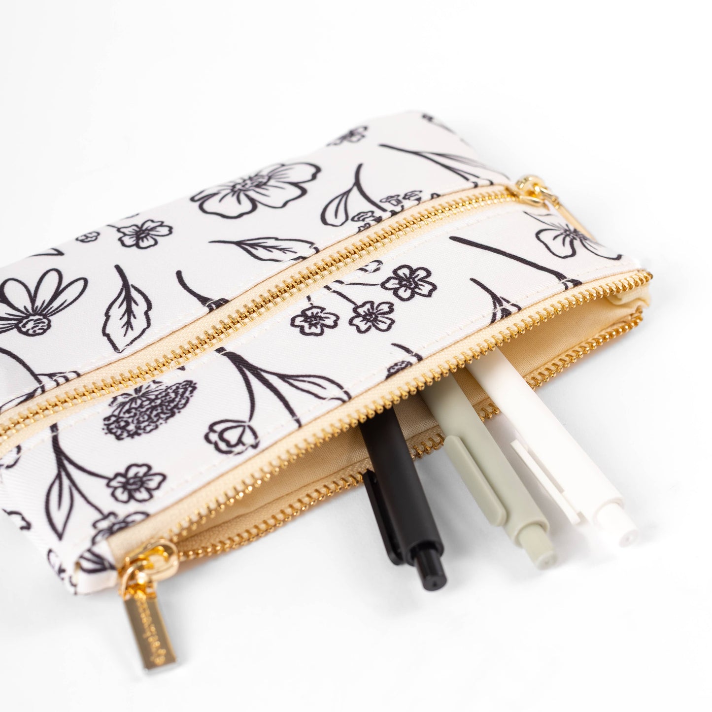 Ivory Pressed Floral Pouch