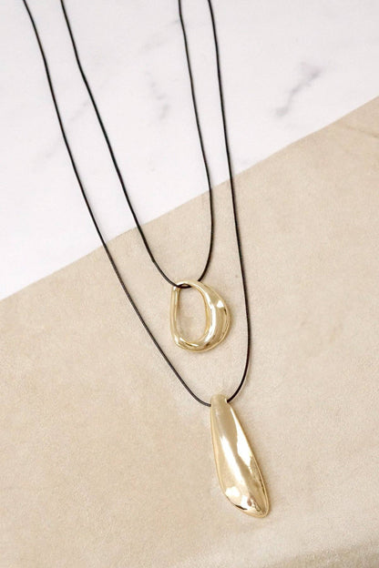 Double strand minimalist abstract necklace Gold and black Multi Layer Bubble