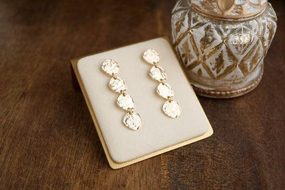 Golden Muse – Four Disc Cascade Earrings